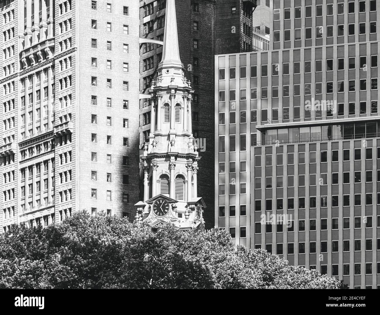 Photo noir et blanc de New York City, États-Unis d'architecture variée. Banque D'Images