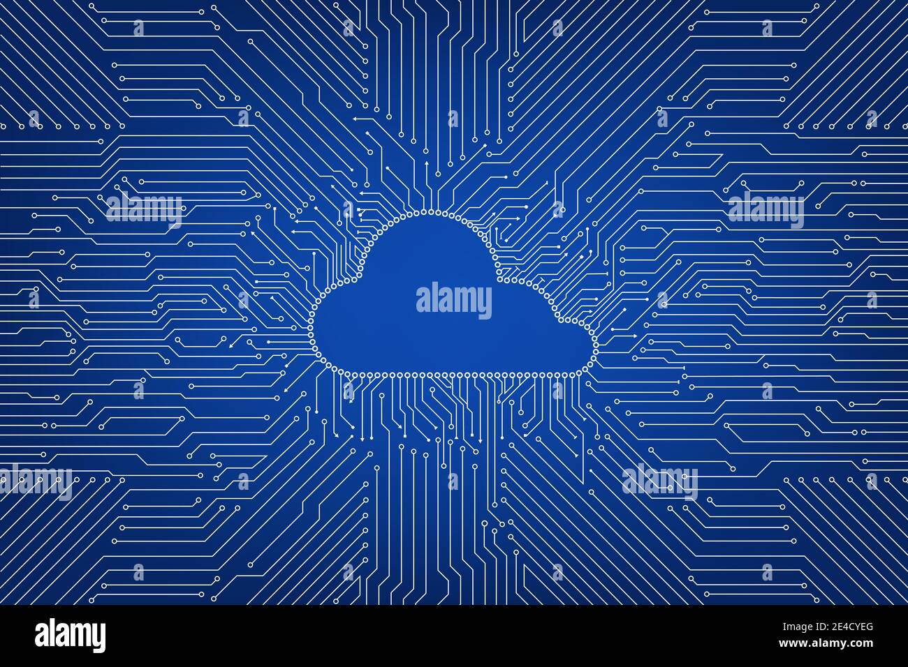 Technologie de Cloud Computing avec nuage de circuits sur fond bleu illustration Illustration de Vecteur