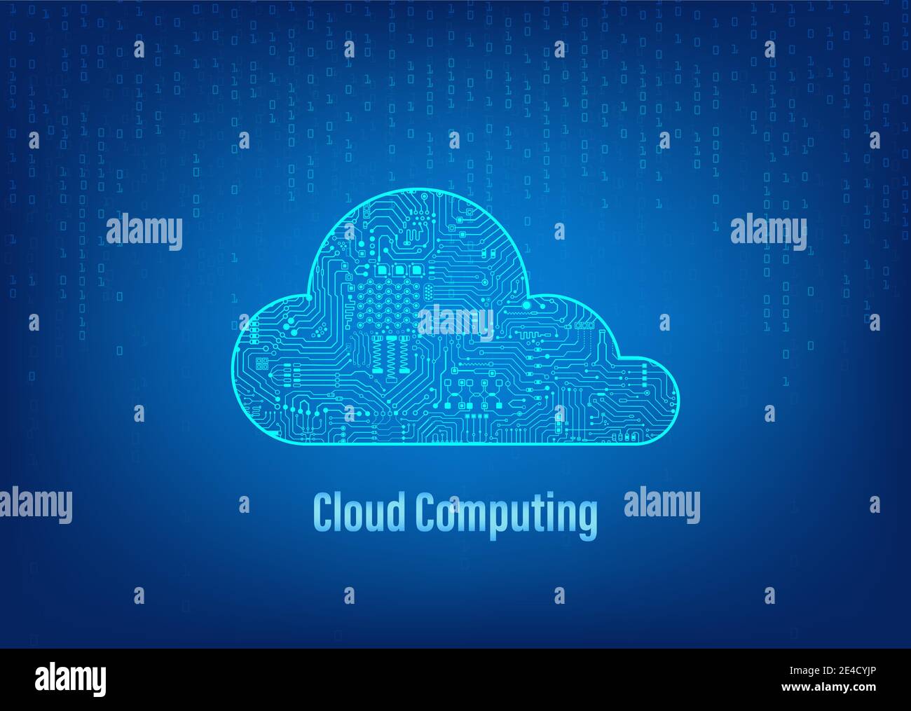 Technologie de Cloud Computing avec nuage de circuits sur fond bleu illustration Illustration de Vecteur