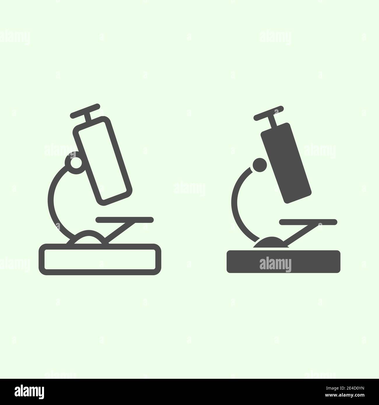 Gamme de microscopes et icône pleine. Microscope scientifique de ...