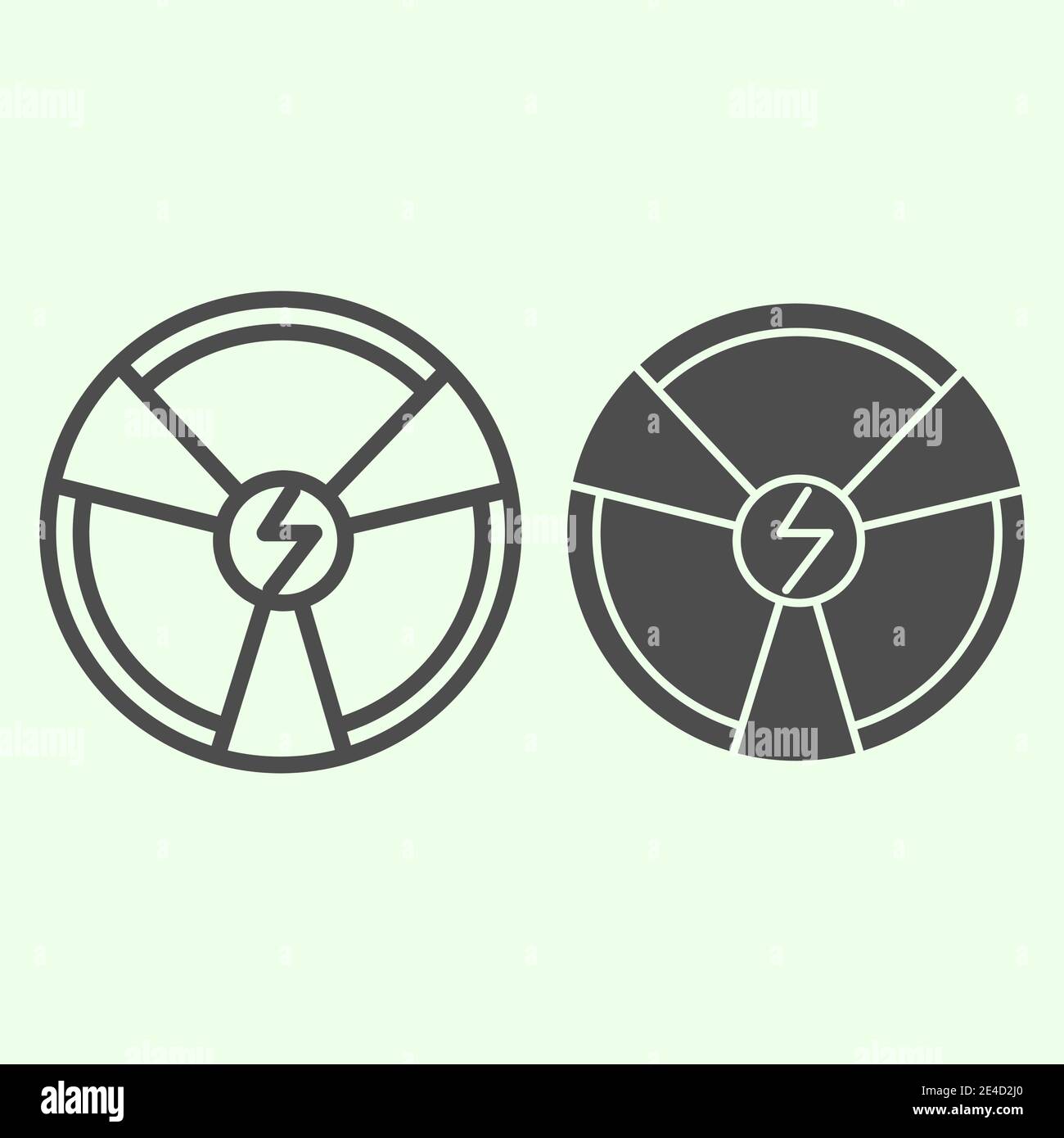 Ligne de chimie radioactive et icône solide. Symbole de danger d ...