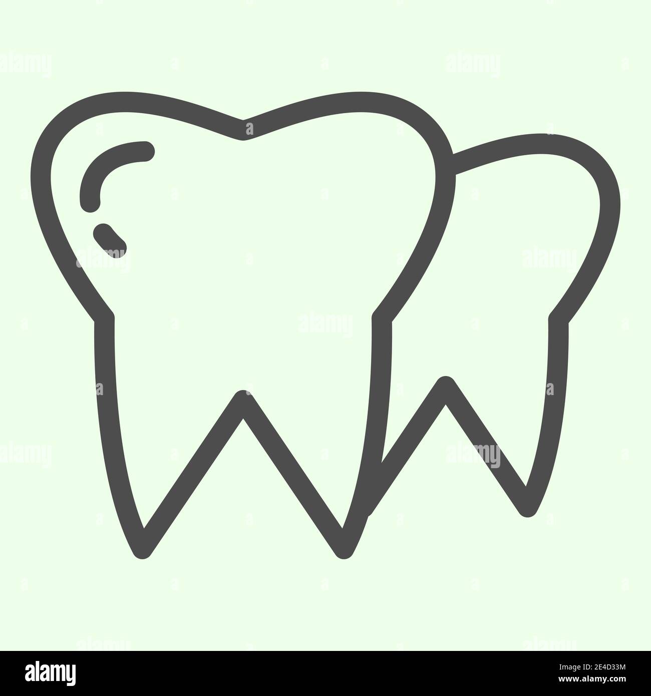 Icône de ligne de dent. Deux dents de santé humaine présentent un pictogramme de style sur fond blanc. Panneaux de soins dentaires et d'hygiène bucco-dentaire pour le concept mobile et le web Illustration de Vecteur