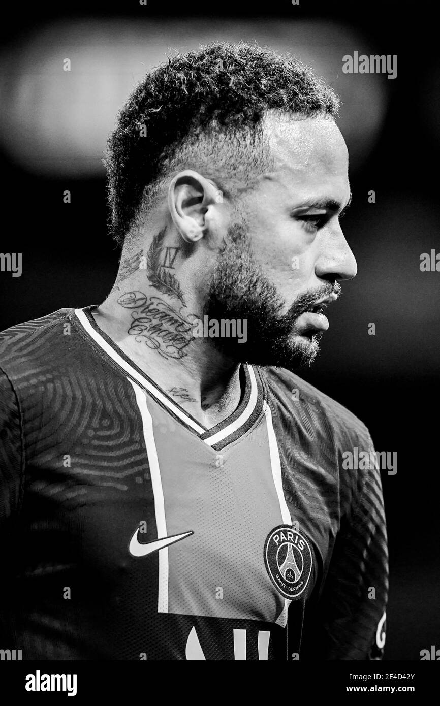 Neymar Jr (PSG) lors du match de football de la Ligue française 1 Paris Saint Germain (PSG) contre Montpellier (MHSC) au Parc des Prince, à Paris, France, le 22 janvier 2021. Photo de Julien Poupart/ABACAPRESS.COM Banque D'Images