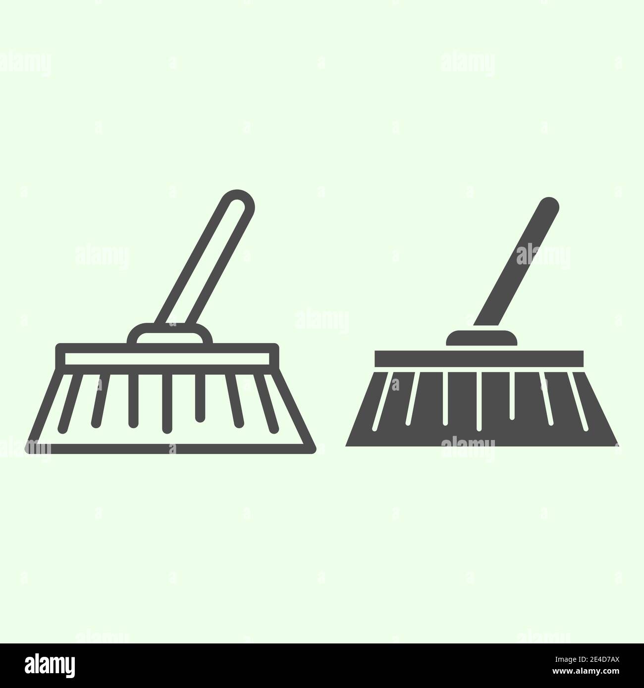 Icône de ligne de balai et de solide. Symbole de l'équipement domestique de la brosse de nettoyage domestique, pictogramme de style de contour sur fond blanc. Vecteur de travaux ménagers ou d'outils à domicile Illustration de Vecteur