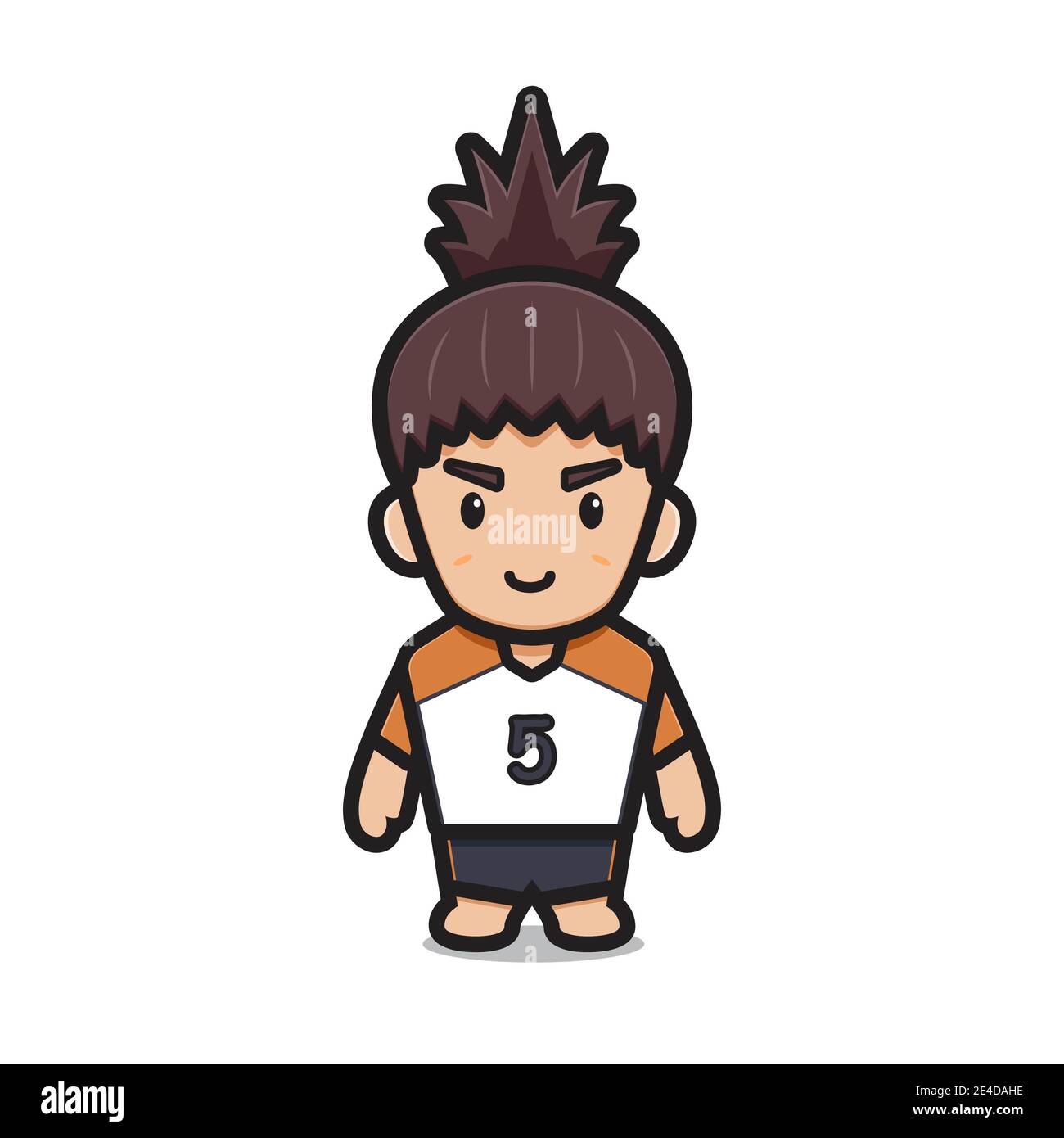 Illustration d'icône de vecteur de personnage de dessin animé de joueur de volleyball mignon. Vecteur isolé de concept d'icône de sport. Style dessin animé plat Banque D'Images