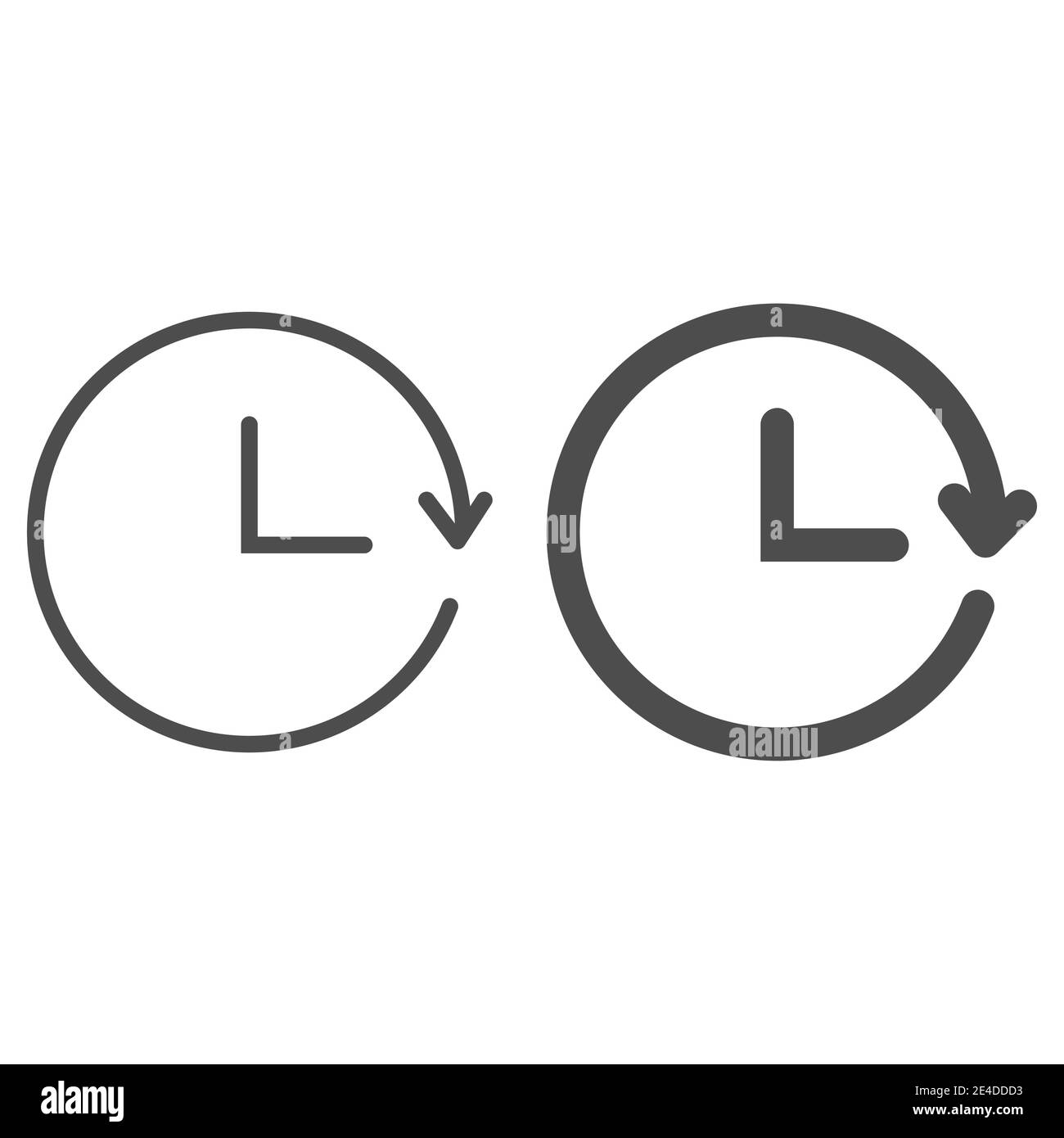 Répéter la ligne de temps et l'icône de glyphe. Illustration du vecteur de temps de rechargement isolée sur blanc. Design circulaire en forme de contour temporel, conçu pour le Web et les applications. EPS Illustration de Vecteur