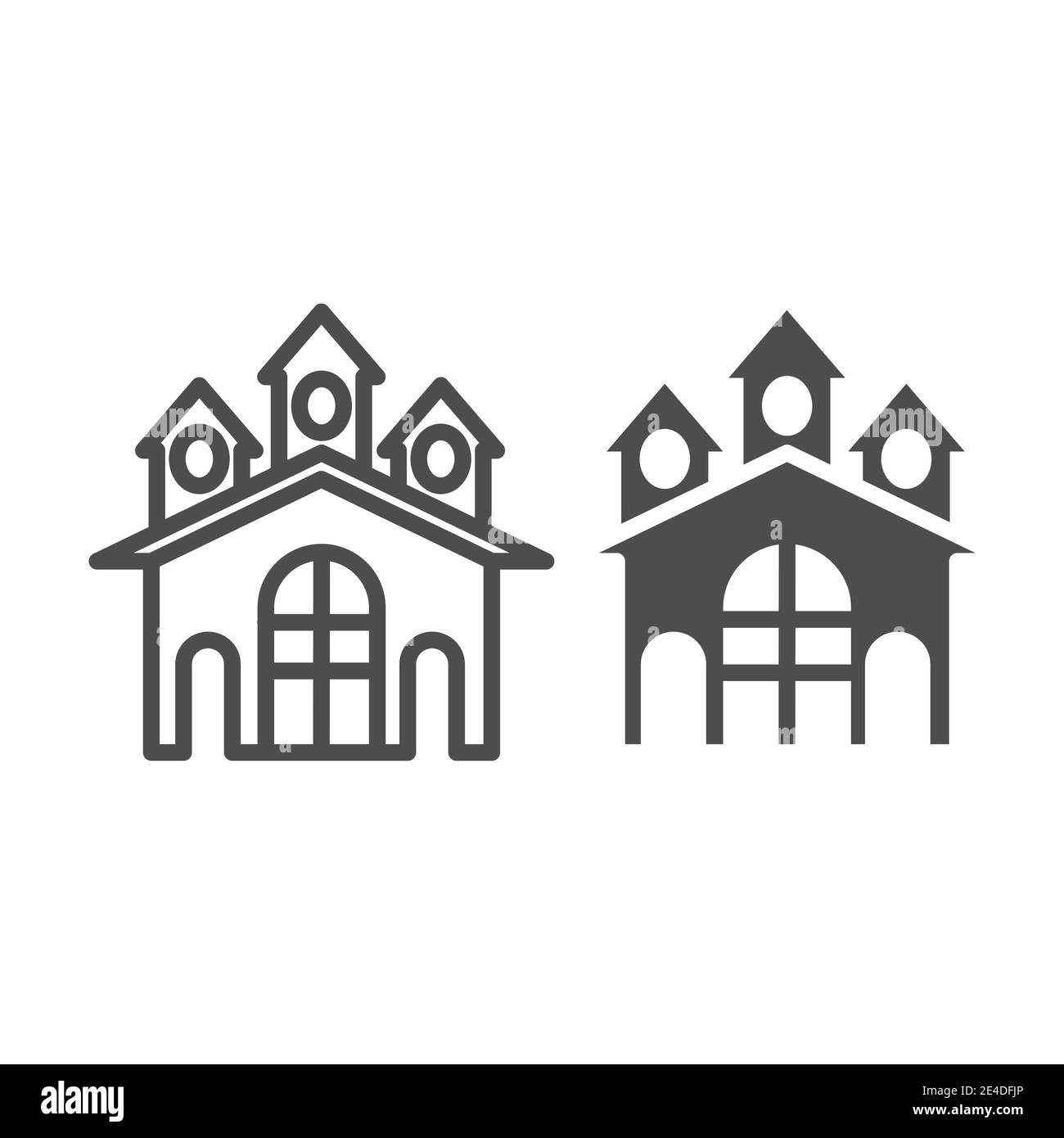 Fort Line et icône de glyphe. Illustration vectorielle de château isolée sur blanc. Design de style « bastion », conçu pour le Web et les applications. SPE 10. Illustration de Vecteur