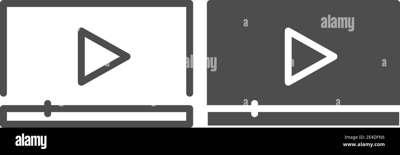 Ligne de lecture vidéo et icône de glyphe. Illustration vectorielle de lecteur multimédia isolée sur blanc. Design de style « Movie Player Outline », conçu pour le Web et les applications. EPS Illustration de Vecteur