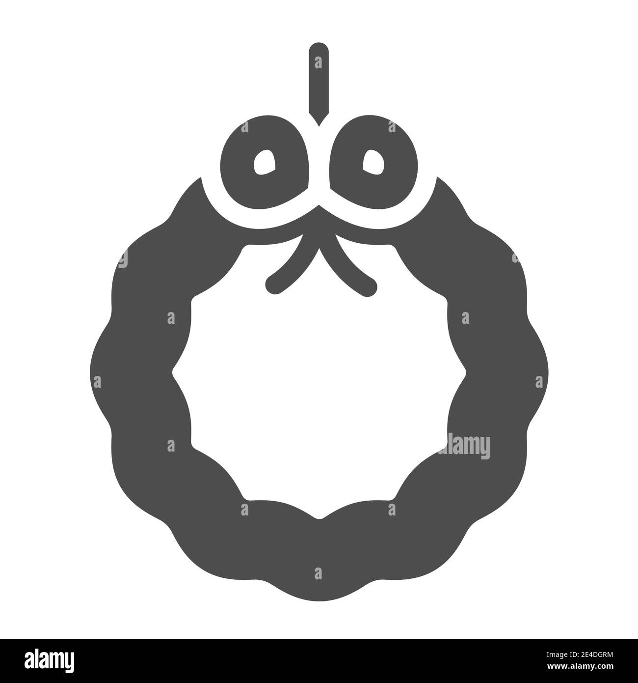 Couronne de Noël avec noeud icône unie. Illustration vectorielle de décoration de porte isolée sur blanc. Décor de Noël style glyphe, conçu pour le Web et l'application Illustration de Vecteur