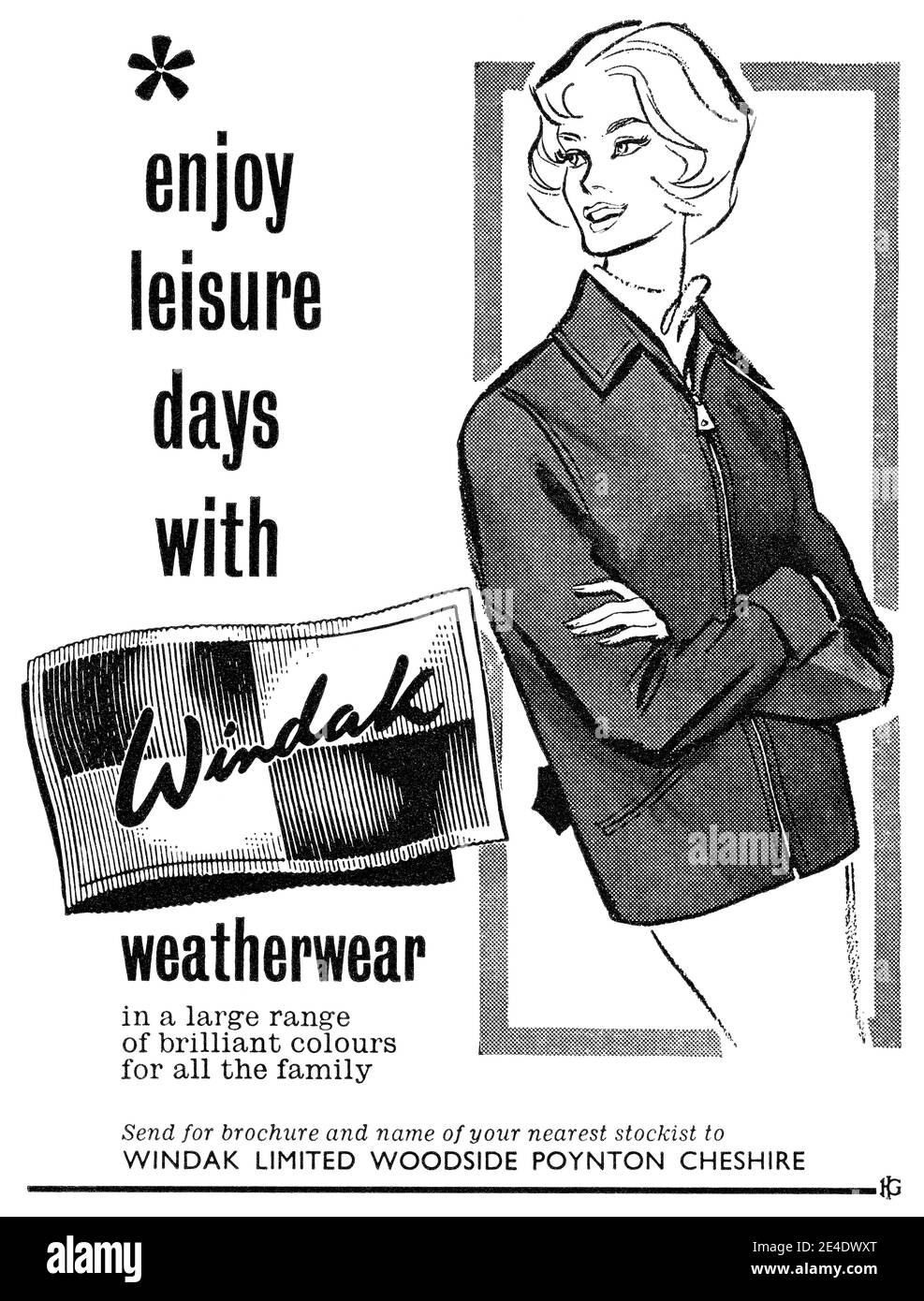 1959 publicité britannique pour les vêtements de protection contre les intempéries Windak. Banque D'Images