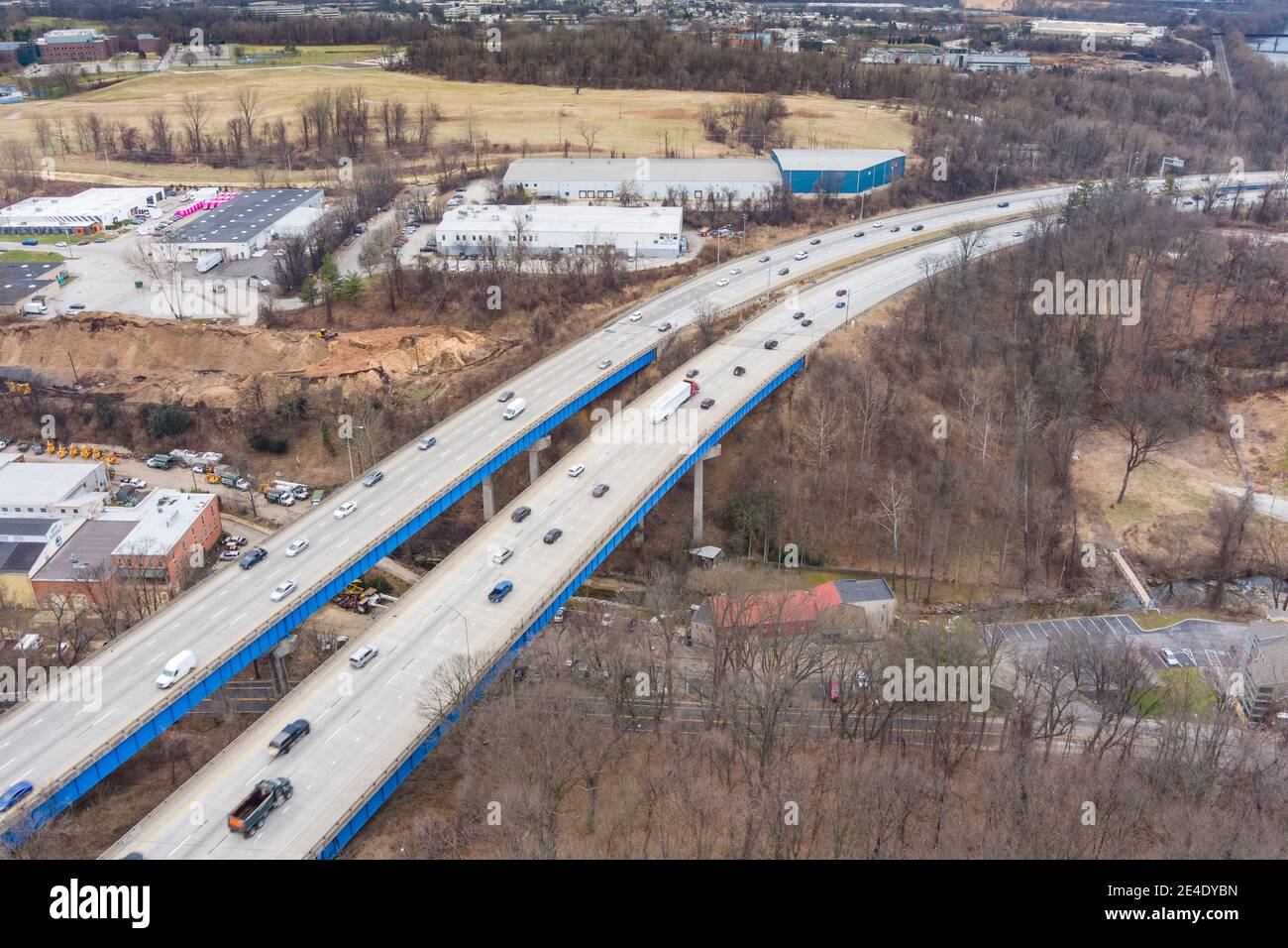 Vue aérienne de l'autoroute Interstate 476, Pennsylvanie, États-Unis Banque D'Images