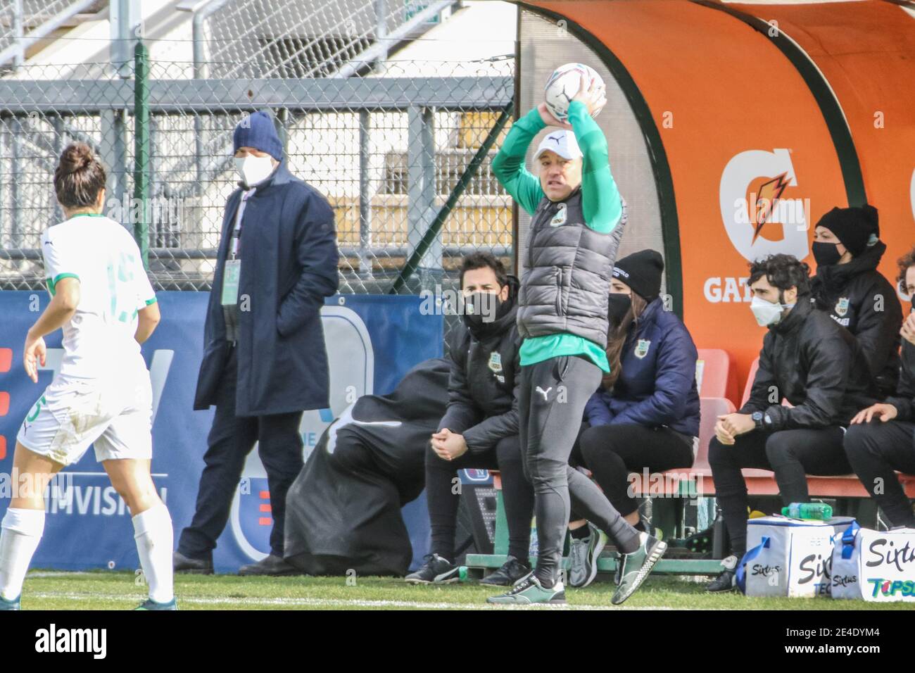 Rome, Italie. 23 janvier 2021. Rome, Italie, Tre Fontane Stadium, 23 janvier 2021, Coach Giampiero Piovani (Sassuolo) pendant AS Roma vs US Sassuolo - football italien série A Women Match Credit: Simona Scarano/LPS/ZUMA Wire/Alay Live News Banque D'Images