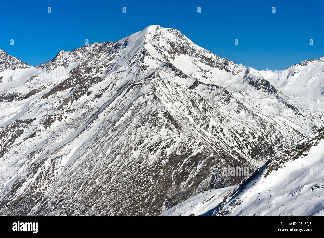 Le sommet des Weismies en hiver, Saas-Fee, Valais, Suisse Banque D'Images