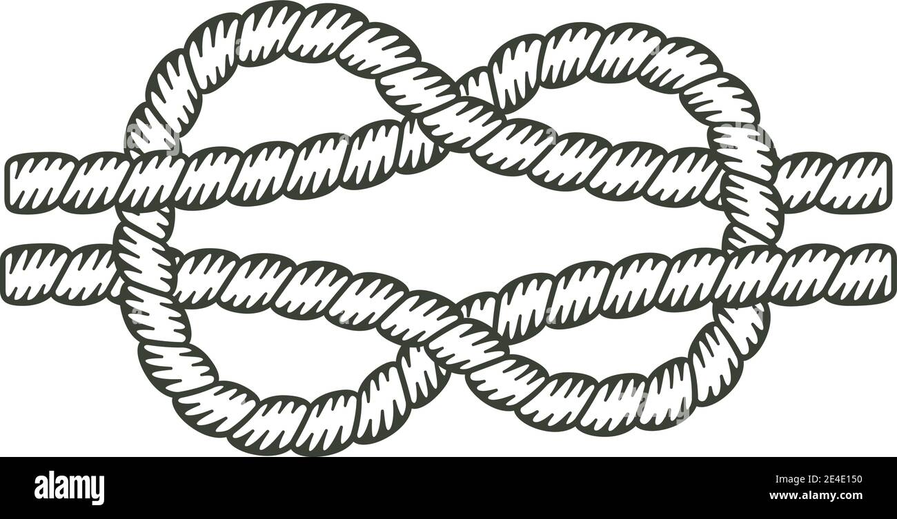 Nœud fait avec une corde avec l'intérieur sans coloration. Illustration de Vecteur