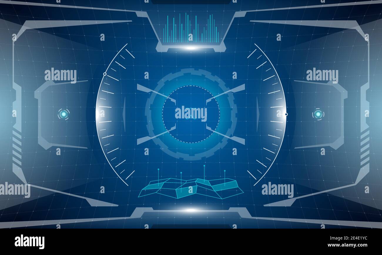 VR HUD interface futuriste conception d'écran cyberpunk.Technologie de simulateur de réalité virtuelle SCI-fi : affichage tête haute.Hi tech GUI UI tableau de bord numérique panneau lumineux vecteur concept eps illustration Illustration de Vecteur