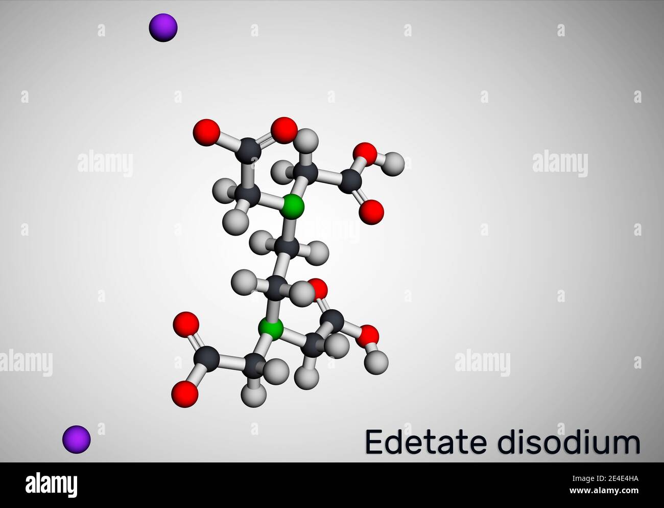 EDTA disodique, édétate disodique, édétate disodique, molécule. Il est diamine, est un agent chélateur polyvalent utilisé pour traiter l'hypercalcémie. Molecular mod Banque D'Images