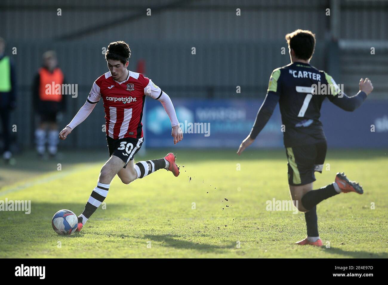 Exeter, Royaume-Uni. 23 janvier 2021. Joshua Key de la ville d'Exeter lors de la Sky Bet League 2 derrière des portes fermées, match entre la ville d'Exeter et Stevenage au parc St James' Park, Exeter, Angleterre, le 23 janvier 2021. Photo de Dave Peters/Prime Media Images. Crédit : Prime Media Images/Alamy Live News Banque D'Images