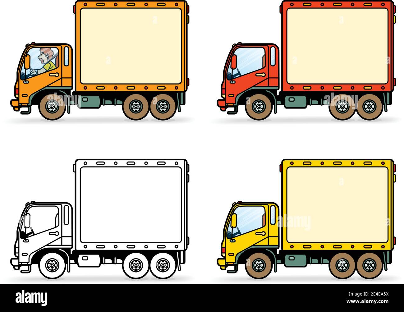Chariot vecteur clipart de dessin animé. Camion de livraison pour enfants livre de coloriage. Illustration de Vecteur