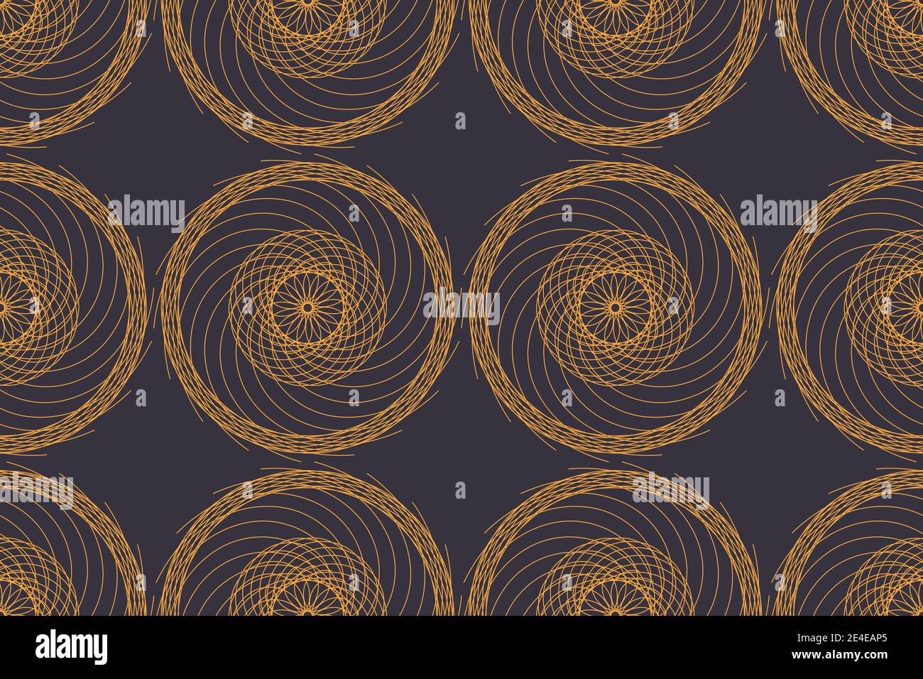 Motif d'arrière-plan abstrait sans couture, avec des lignes courbes répétées formant des cercles dans l'abstraction du soleil et du moulin à vent. Art vectoriel simple et moderne dans Banque D'Images