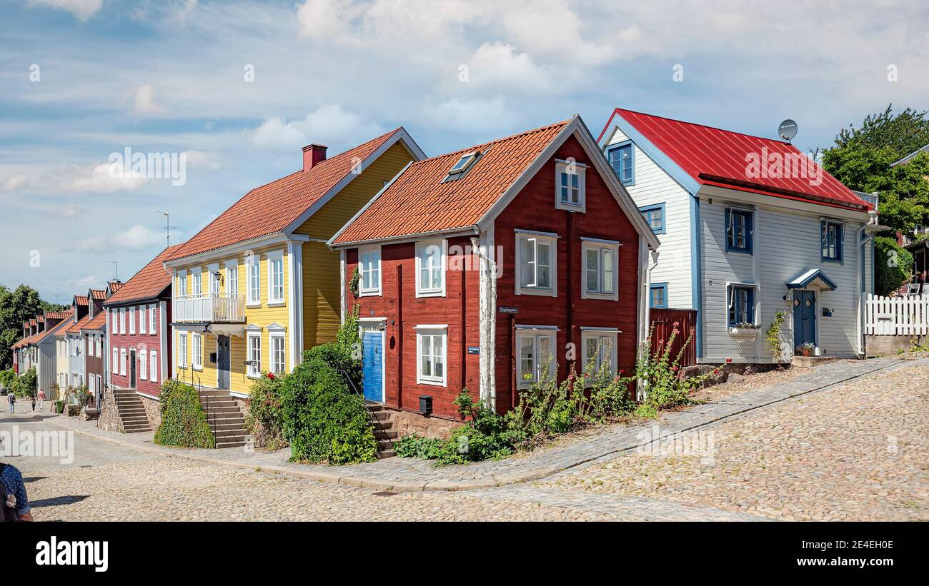 RONNEBY, SUÈDE - 01 AOÛT 2020 : les rues colorées de la ville. Banque D'Images