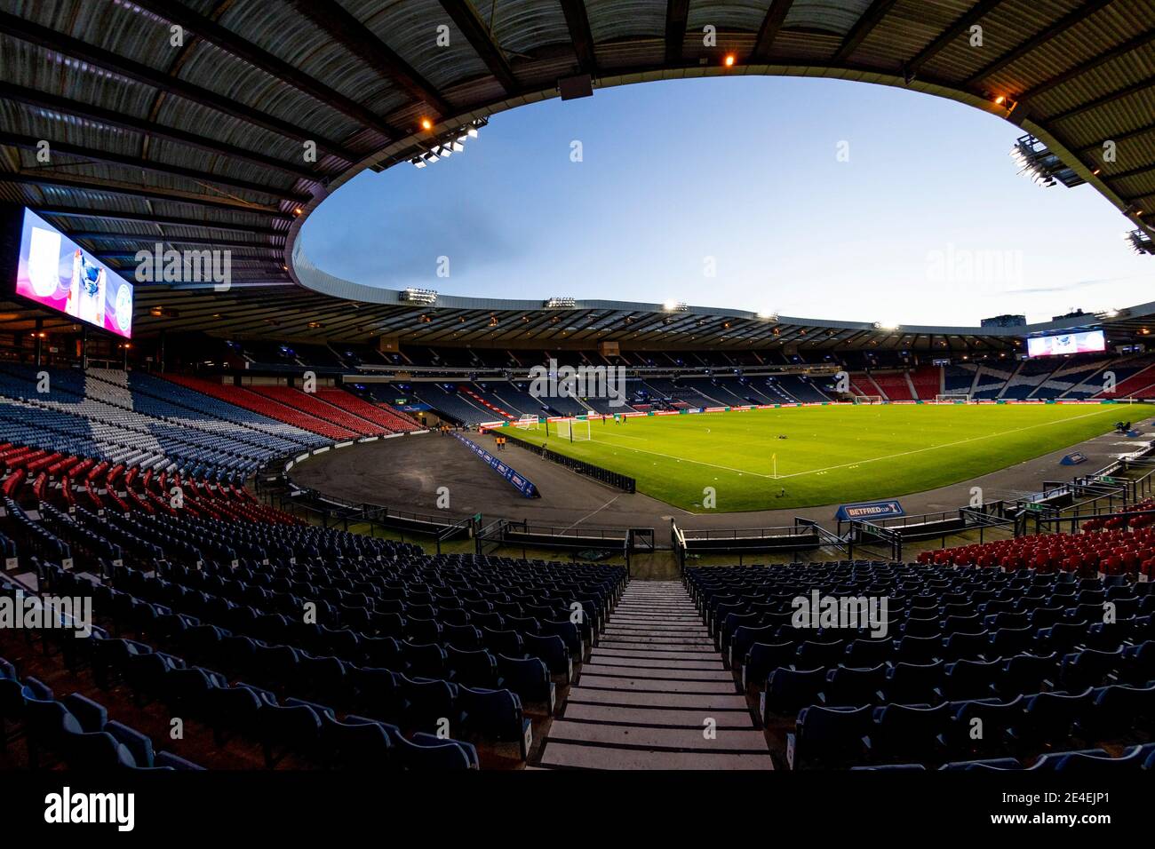 Stade Hampden Park, Glasgow, Écosse, Royaume-Uni. 23 janvier 2021 GV de Hampden Park avant de donner un coup de pied pendant la demi-finale de la coupe Betfred contre St Johnstone / Hibernian crédit: Alan Rennie/Alay Live News Banque D'Images
