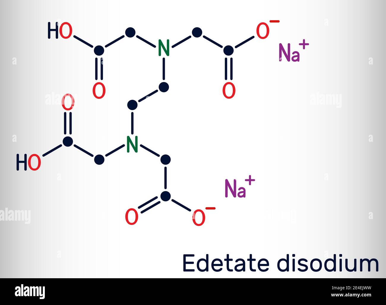 EDTA disodique, édétate disodique, édétate disodique, molécule. Il est diamine, est un agent chélateur polyvalent utilisé pour traiter l'hypercalcémie. chim. Squelettique Illustration de Vecteur