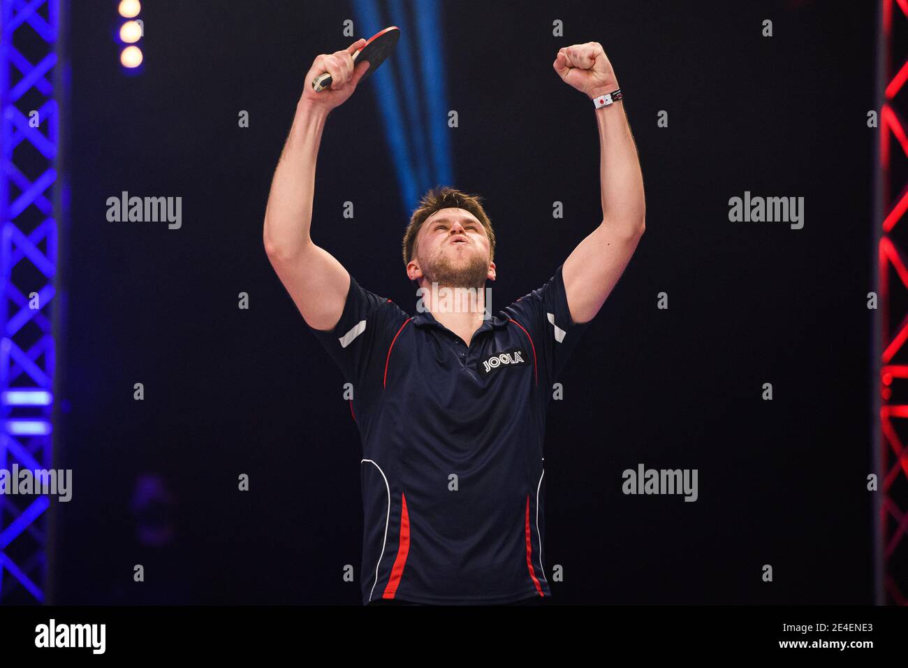 COVENTRY, ROYAUME-UNI. 23 janvier 2021. Tomas Mikutis (LTU) pendant 2021 World Ping pong Masters à Ricoh Arena le samedi 23 janvier 2021 à COVENTRY, ANGLETERRE. Credit: Taka G Wu/Alay Live News Banque D'Images