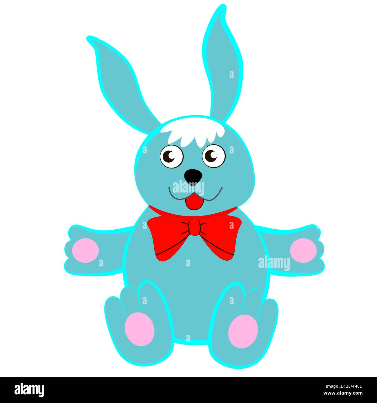 Adorable lapin de dessin animé avec noeud papillon isolé sur fond blanc. Illustration de Vecteur