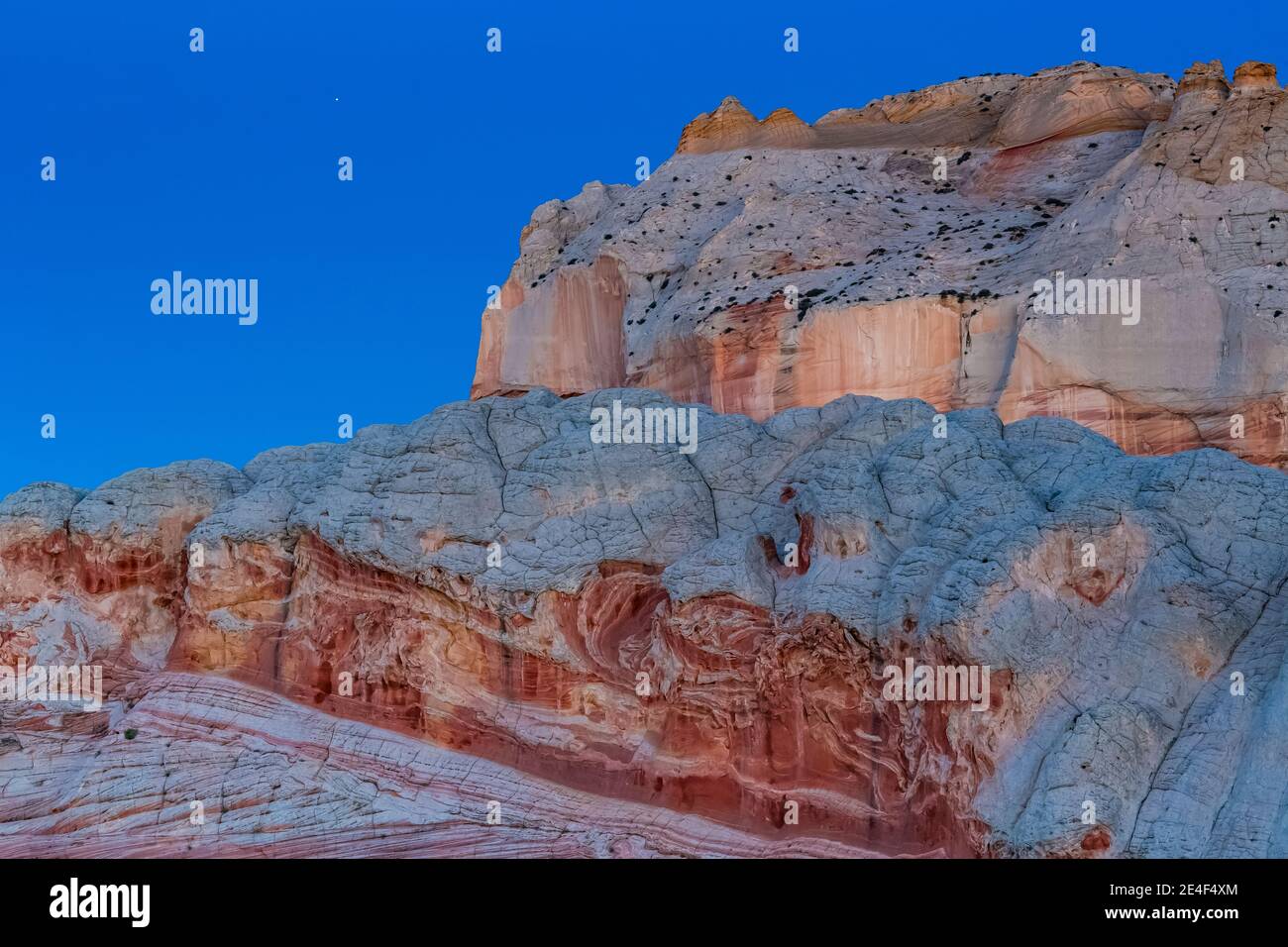 Premier feu sur les formations de grès Navajo de White Pocket, monument national de Vermilion Cliffs, Arizona, États-Unis Banque D'Images