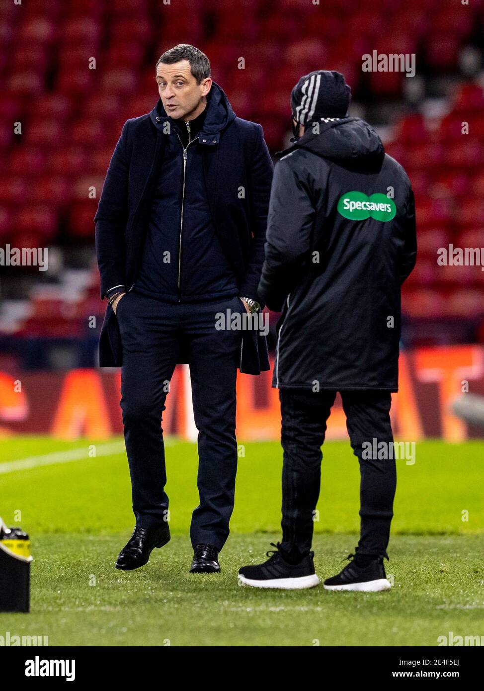 Stade Hampden Park, Glasgow, Écosse, Royaume-Uni. 23 janvier 2021 Jack Ross Directeur Hibernian pendant la demi-finale de la coupe Betfred contre St Johnstone / Hibernian crédit: Alan Rennie/Alay Live News Banque D'Images