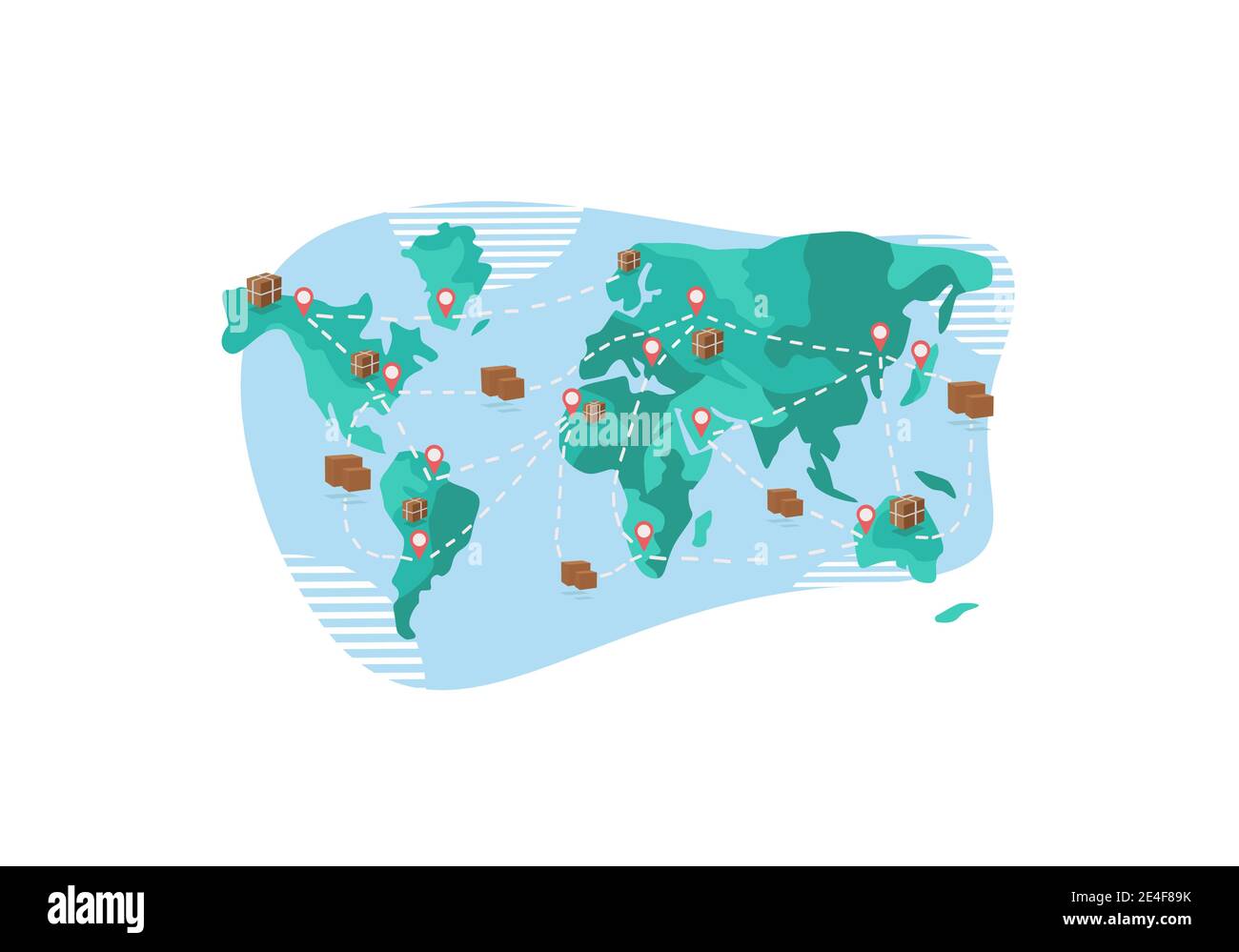 Livraison mondiale de biens et commerce mondial Illustration de Vecteur