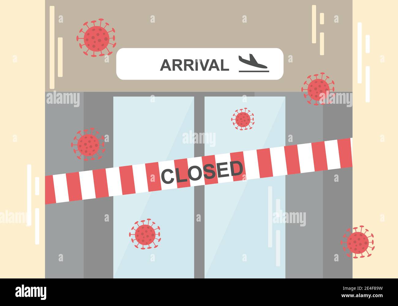 Porte fermée à l'aéroport en raison d'une épidémie virale Illustration de Vecteur