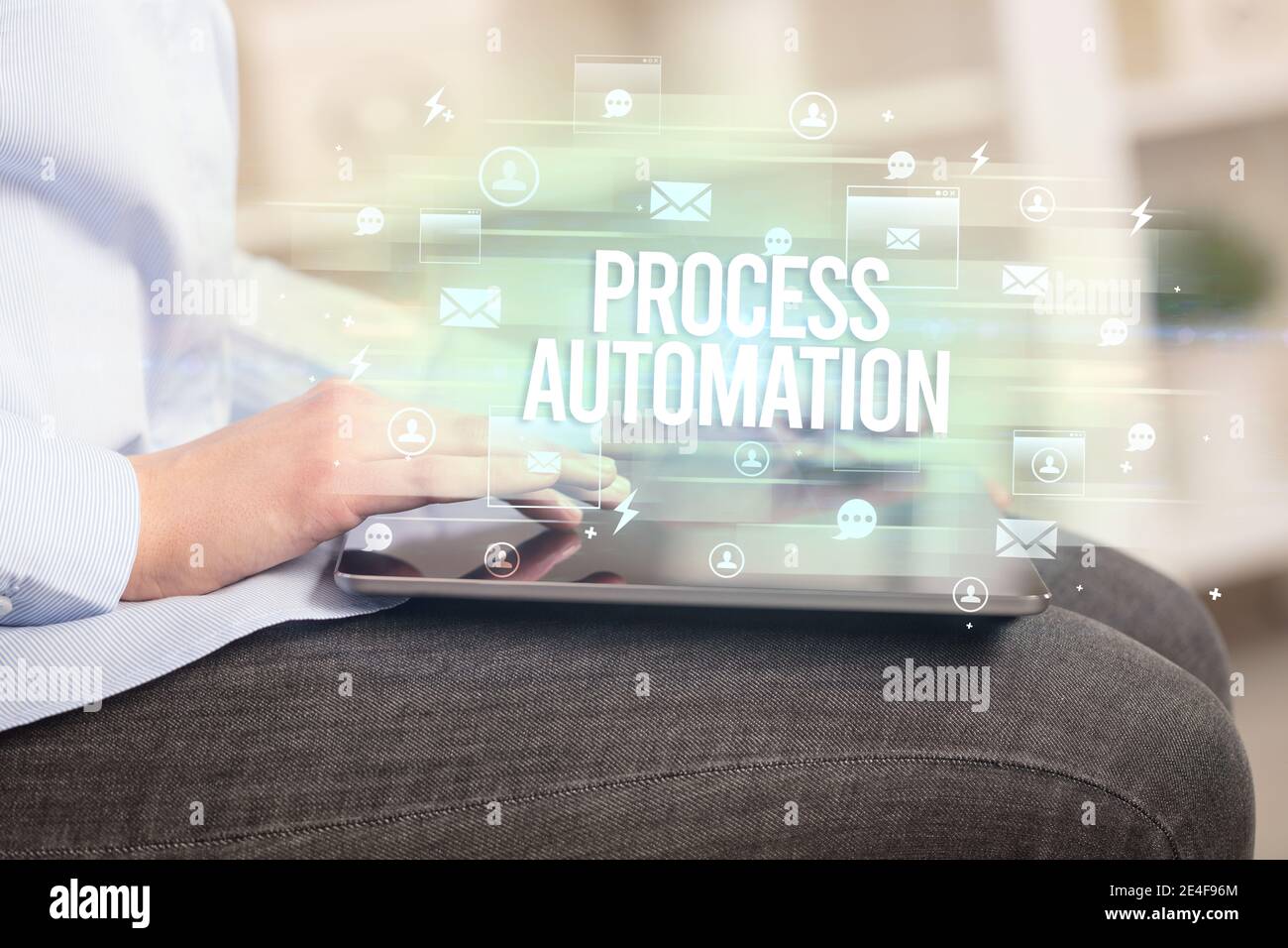 Gros plan d'une inscription D'AUTOMATISATION DU PROCESSUS de recherche de tablette, concept de technologie moderne Banque D'Images