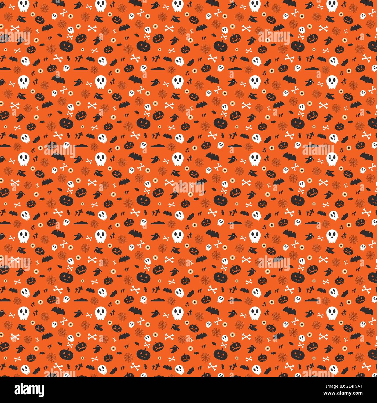 Illustration vectorielle pour halloween. Motif abstrait ou arrière-plan sans couture à partir d'un ensemble de crânes, de chauves-souris, de fantômes et d'os Illustration de Vecteur