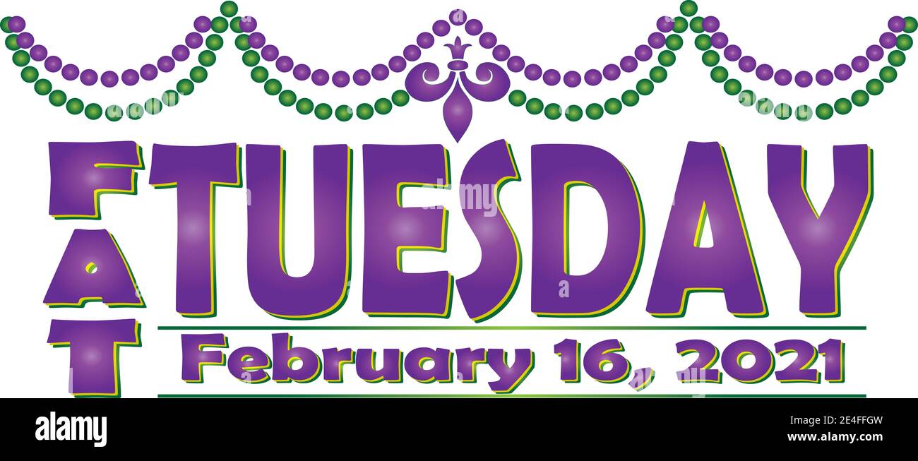 FAT Mardi 16 2021 février bannière avec perles Banque D'Images