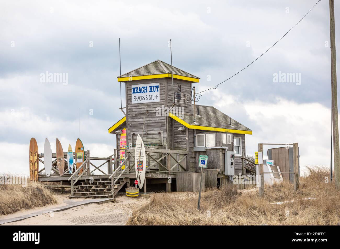 Le Beach Hut à Amagansett par une froide journée d'hiver Banque D'Images