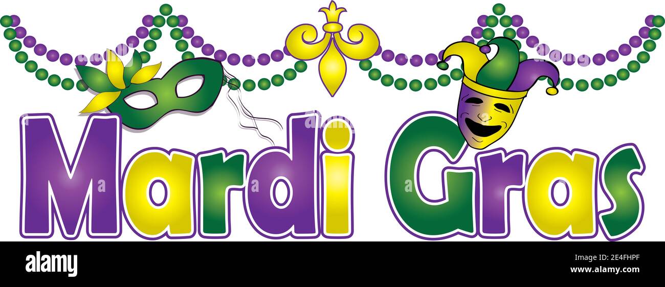 Bannière Mardi gras avec perles Banque D'Images