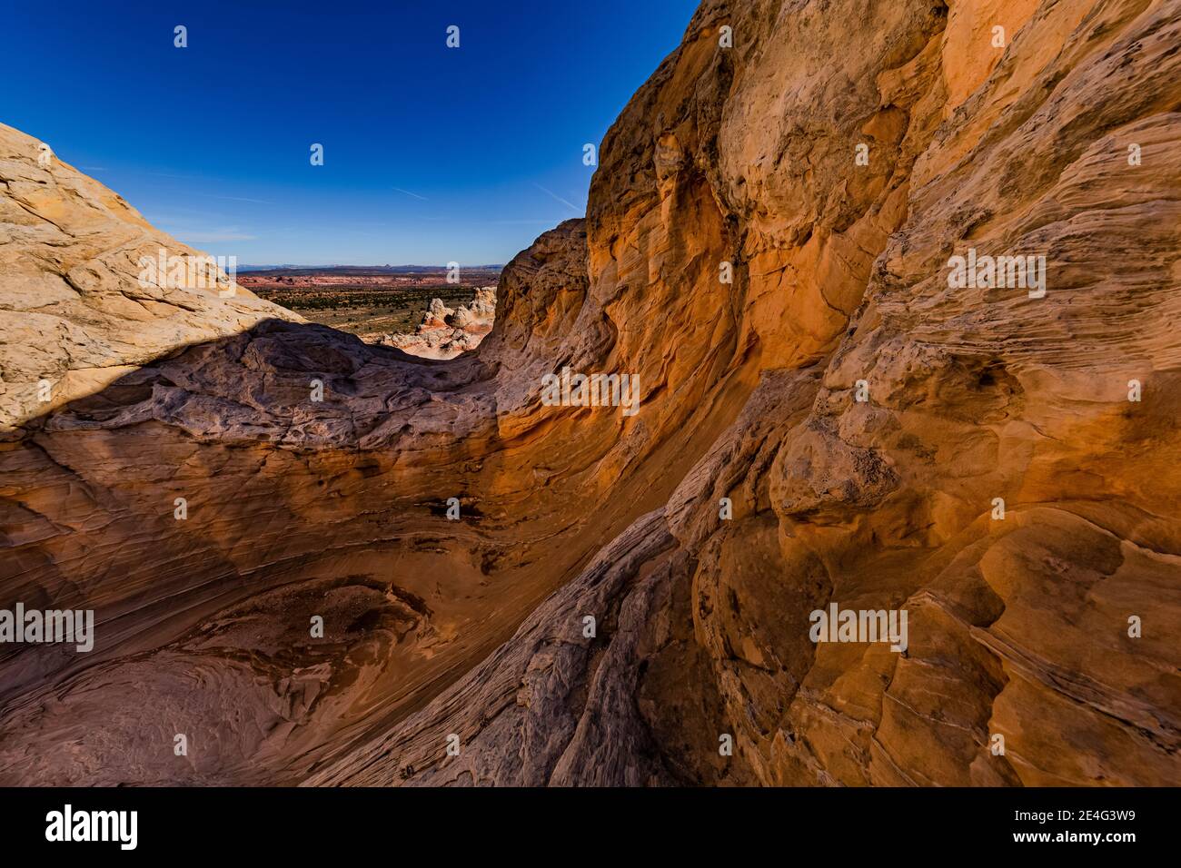 Formations de grès Navajo de White Pocket, monument national de Vermilion Cliffs, Arizona, États-Unis Banque D'Images