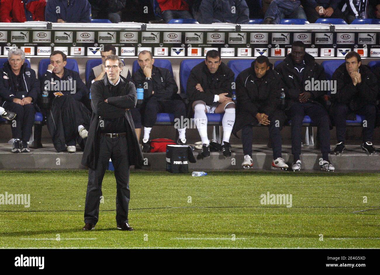 Laurent blanc, entraîneur de Bordeaux lors du match de football de la première Ligue française, Girondins de Bordeaux contre le Mans Union Club 72 au Stade Chaban-Delmas à Bordeaux, France, le 24 octobre 2009. Bordeaux a gagné 3-0. Photo de Patrick Bernard/Cameleon/ABACAPRESS.COM Banque D'Images