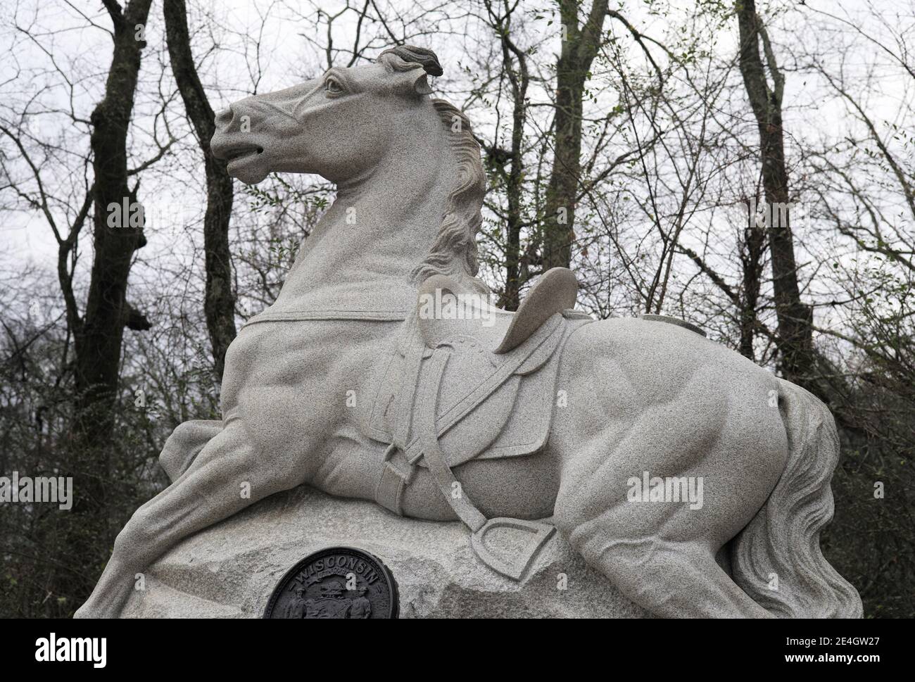 Monument commémoratif au premier Wisconsin Cavalry Regiment - champ de bataille de Chickamauga, Géorgie. Banque D'Images