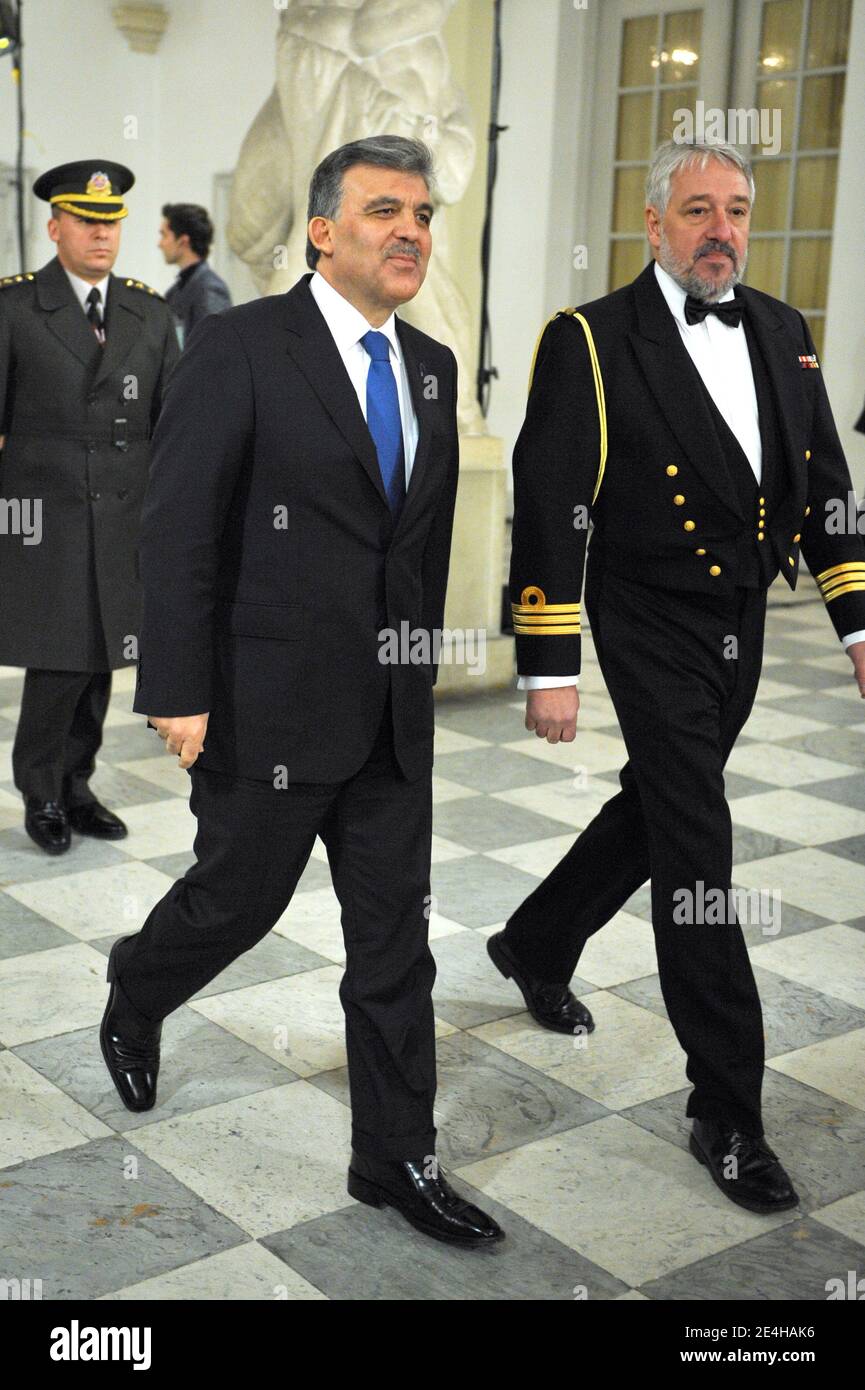 Le président turc Abdullah Gul arrive pour un dîner organisé par la reine Margrethe II au palais royal de Copenhague, au Danemark, le 17 décembre 2009, en marge de la Conférence des Nations Unies sur les changements climatiques de la COP15. Photo par Eric Feferberg/Pool/ABACAPRESS.COM Banque D'Images