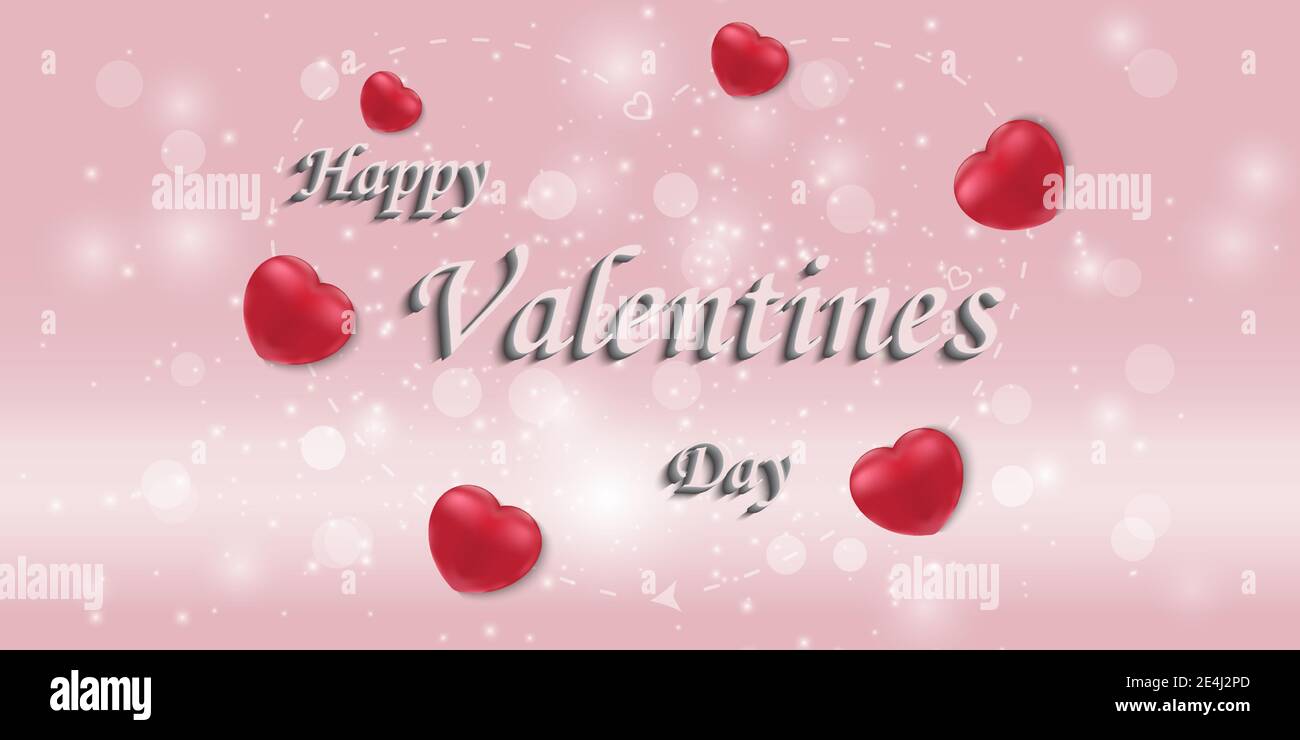 Bonne Saint-Valentin.carte de vœux avec effet de texte 3d.arrière-plan rose avec Cœur rouge.Illustration vectorielle.Eps10 Illustration de Vecteur