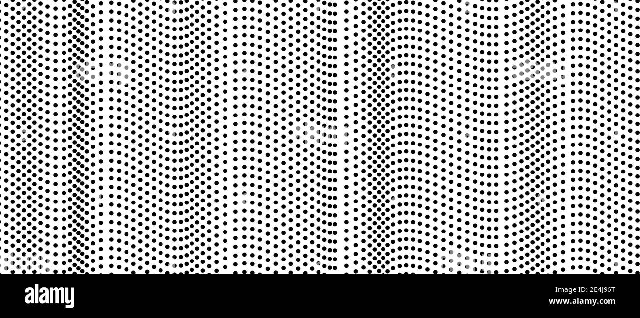 Arrière-plan pointillé noir et blanc. Motif demi-ton abstrait. Lignes tachetées. Design monochrome. Ondes vectorielles. Graphique numérique moderne. EPS10 Illustration de Vecteur
