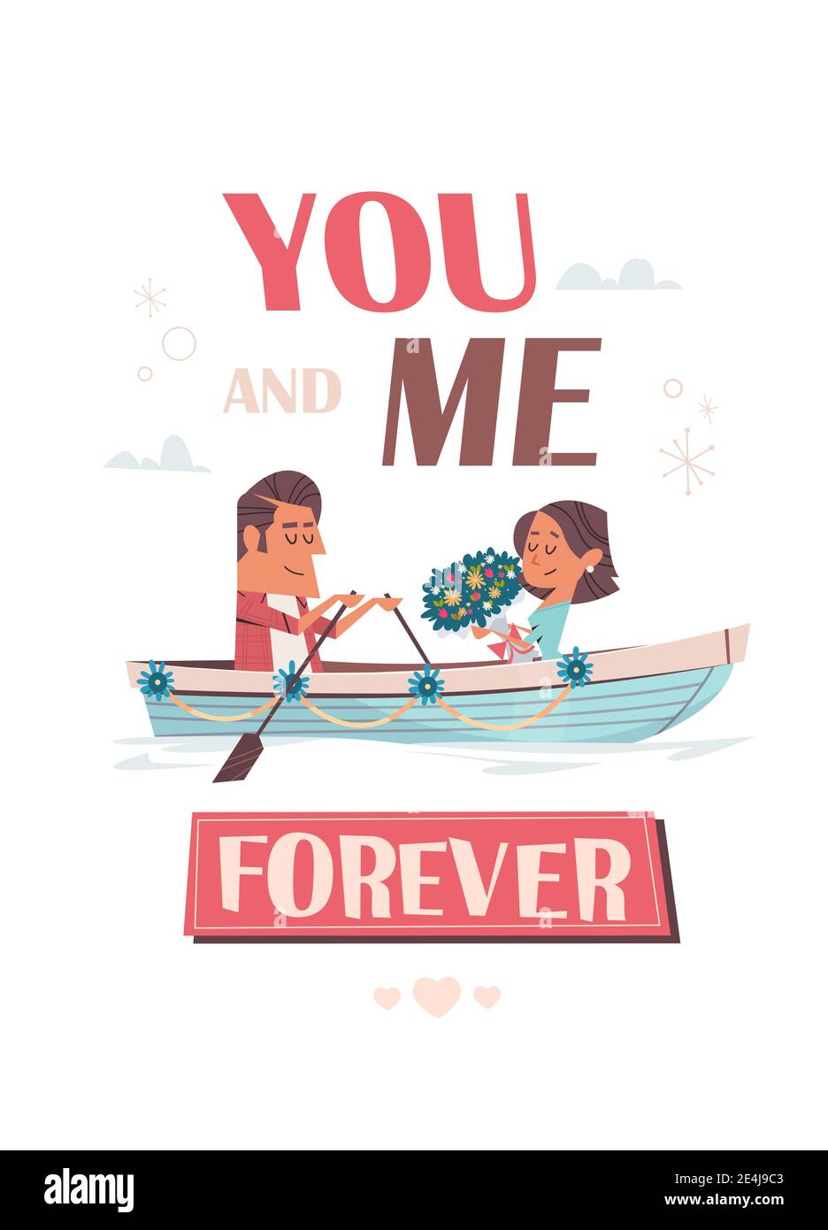 couple en amoureux petite amie et petit ami ayant la date sur le bateau saint-valentin célébration concept carte de voeux invitation affiche pleine longueur illustration du vecteur vertical Illustration de Vecteur