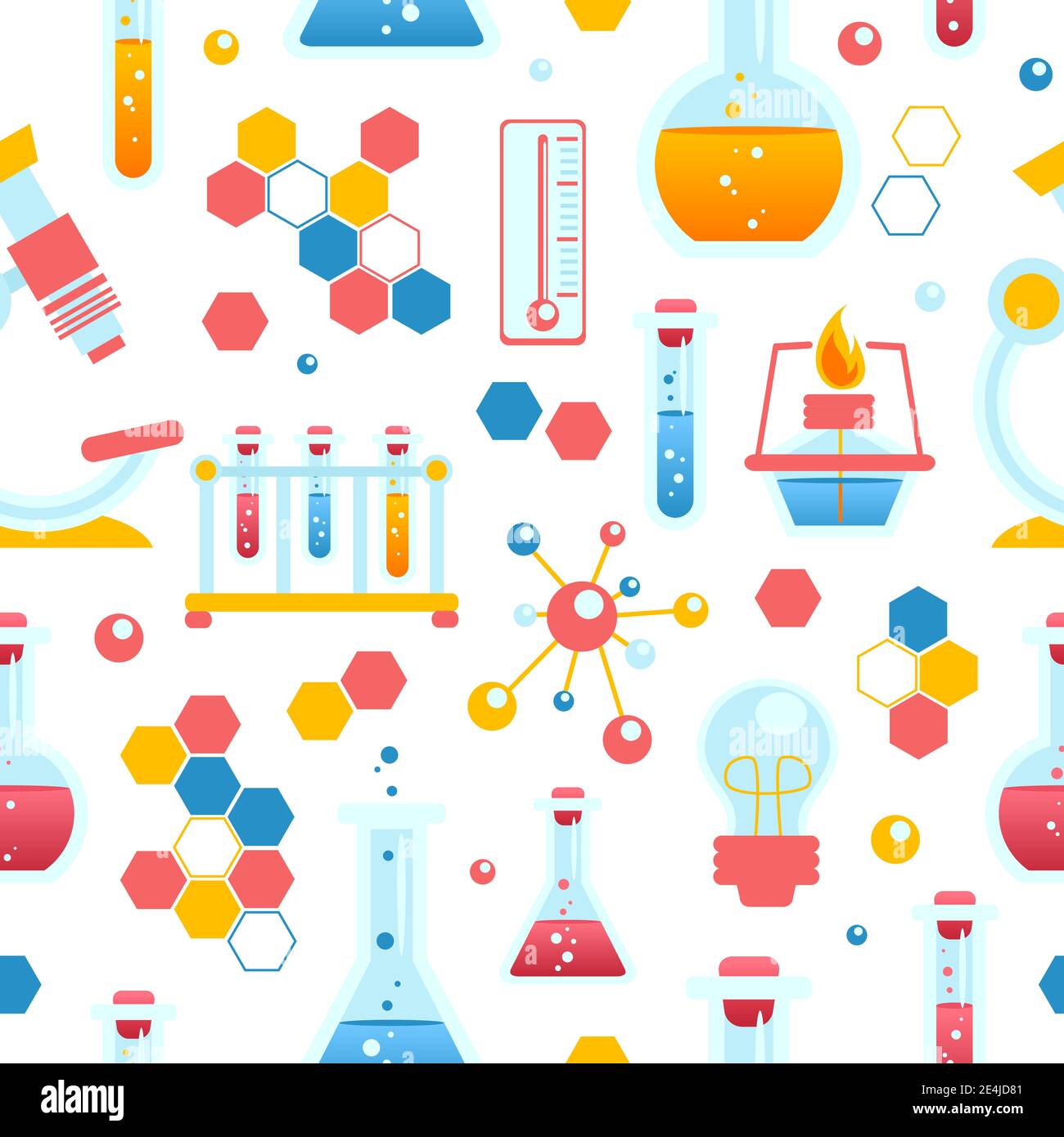 Modèle de chimie sans couture avec vecteur d'équipement d'expérimentation scientifique de laboratoire chimique illustration Illustration de Vecteur