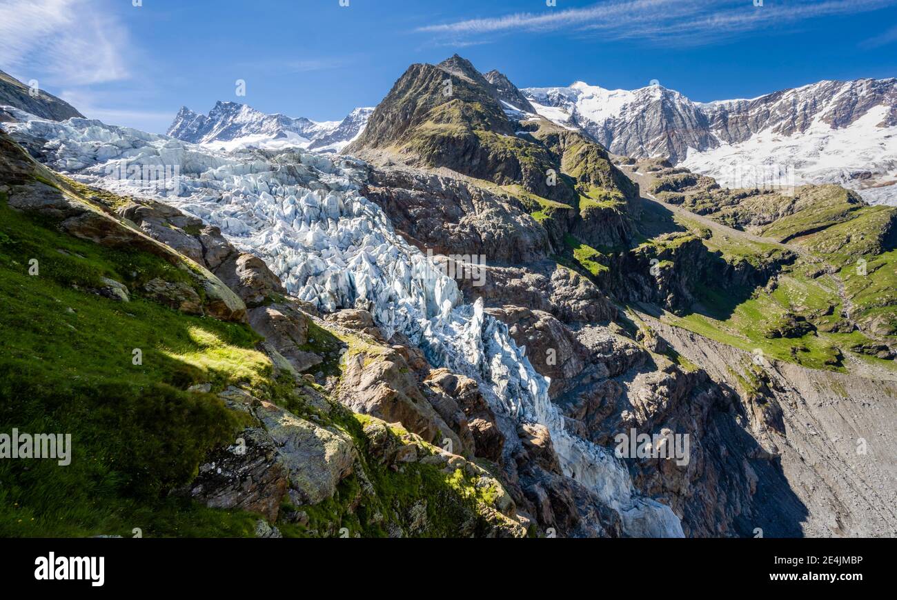 Paysage de haute montagne, Océan Arctique inférieur, langue des glaciers, Oberland bernois, Suisse Banque D'Images