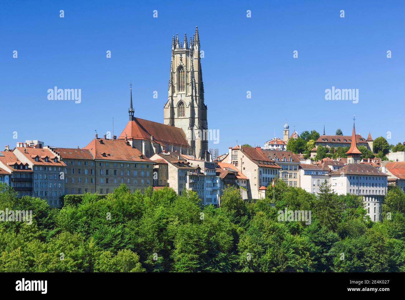 Cathédrale Saint-Nicolas, Fribourg, Suisse Banque D'Images