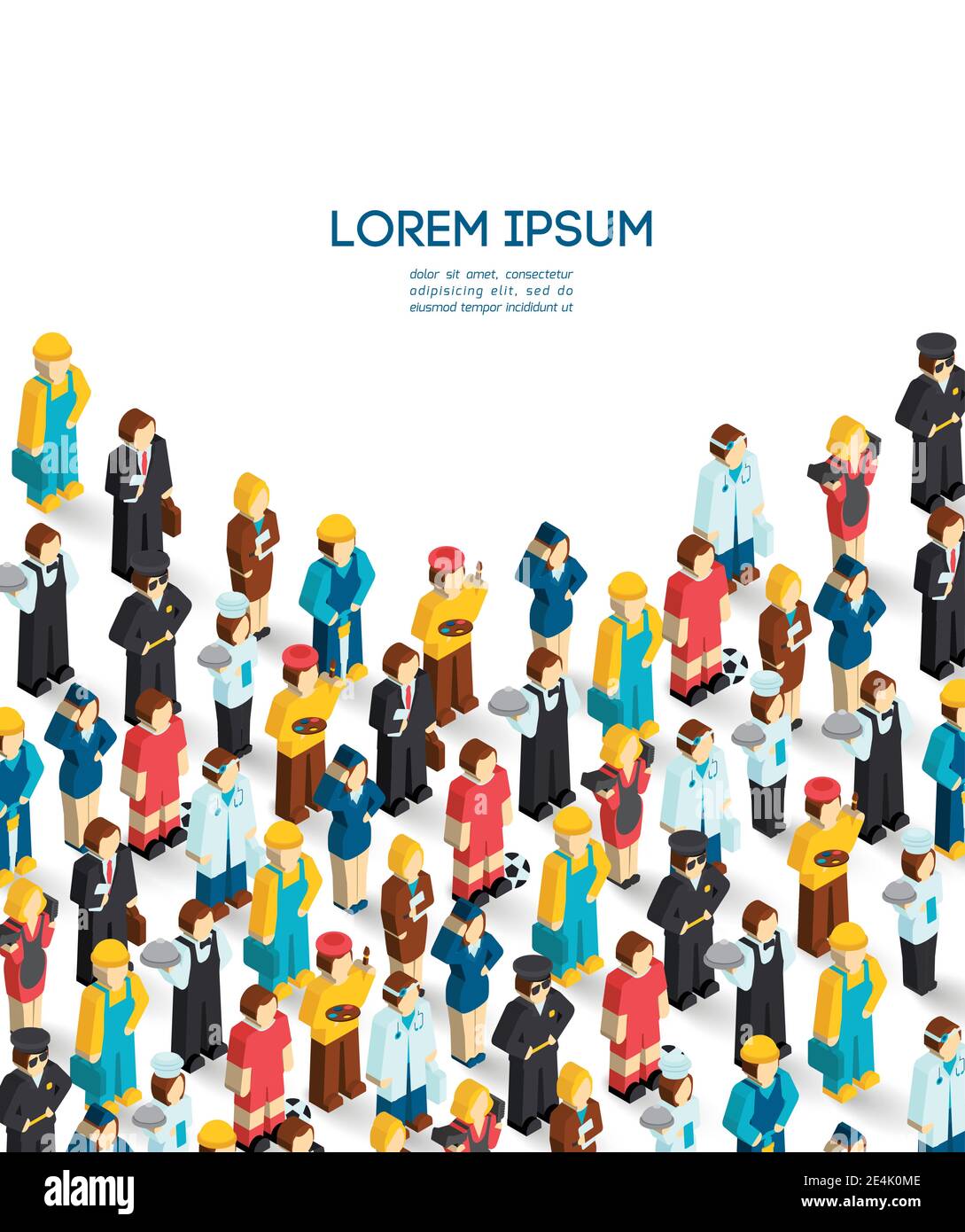 Affiche professions avec avatars isométriques de l'ingénieur serveur peintre illustration vectorielle Illustration de Vecteur