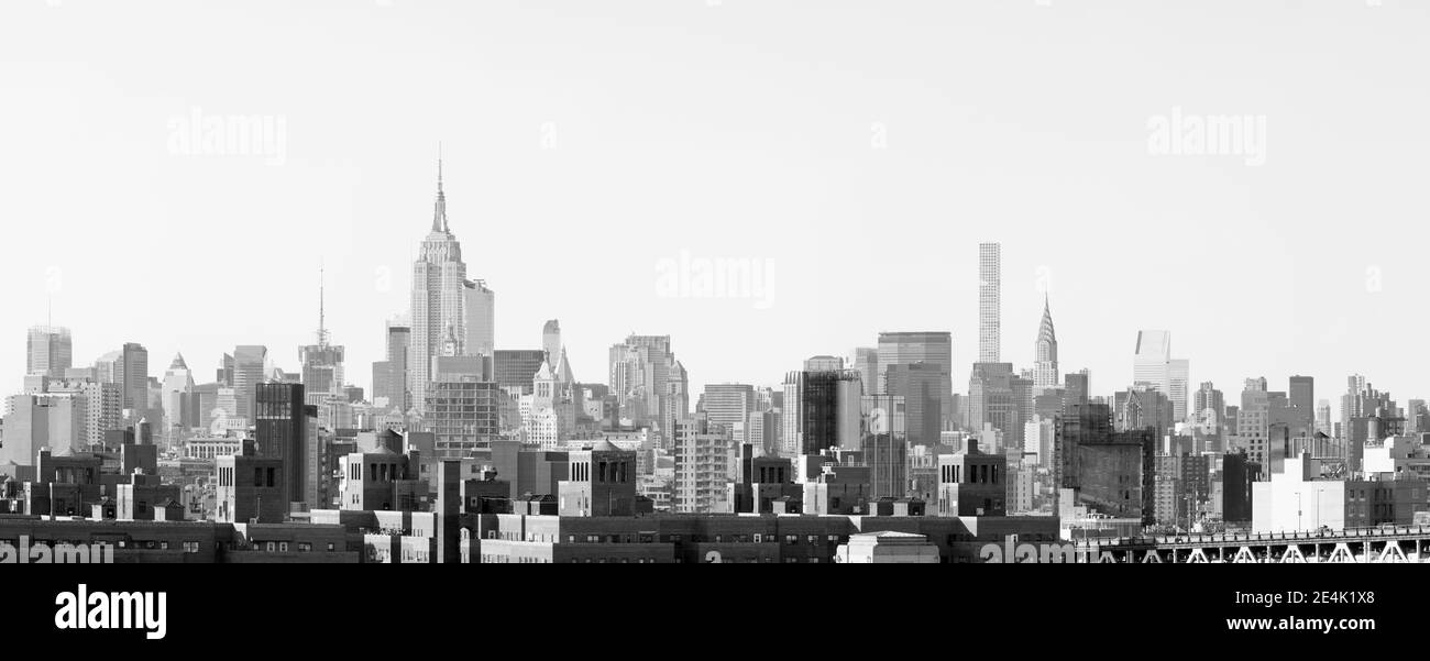 États-Unis, New York, New York City, Midtown Manhattan Skyline, BW Banque D'Images