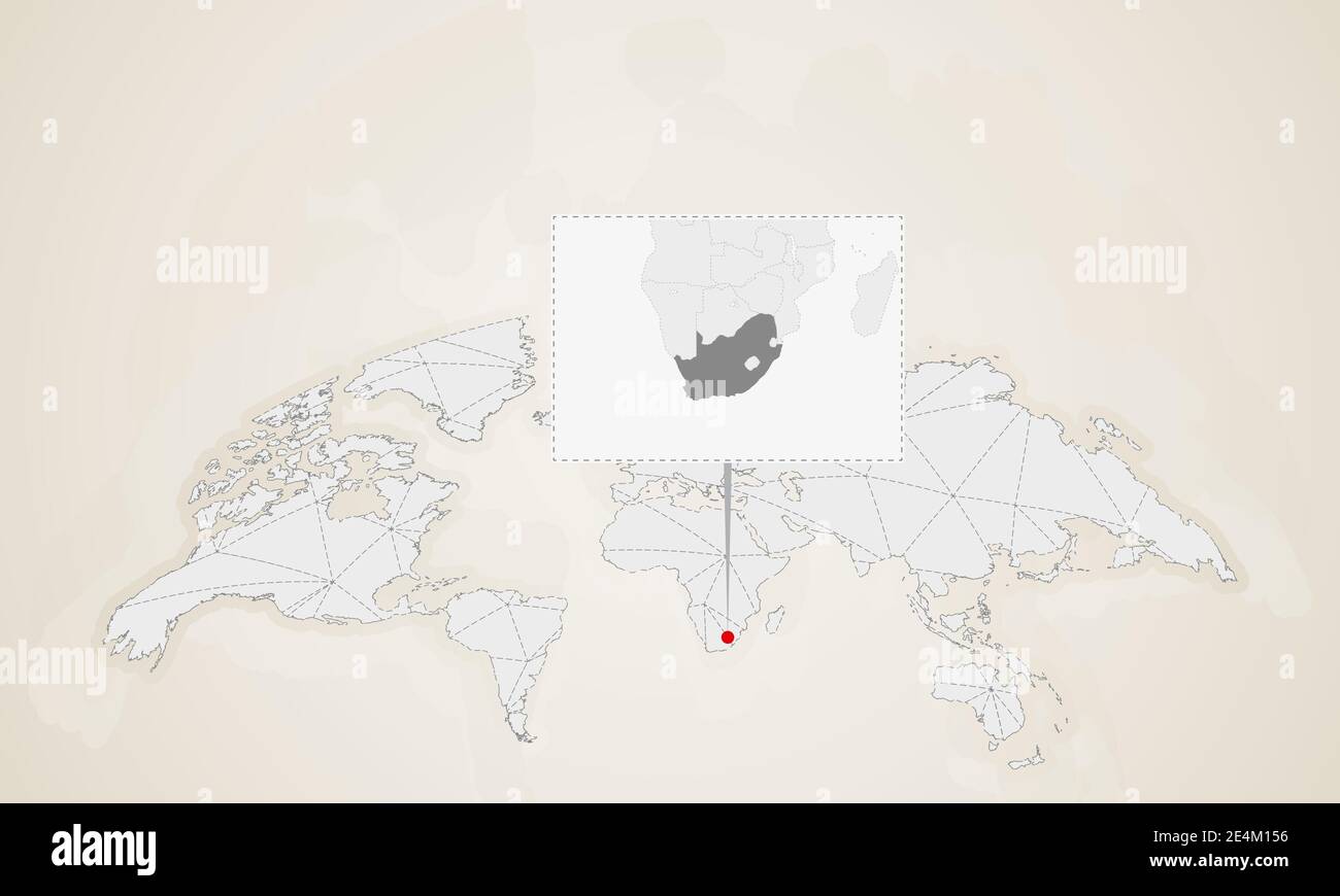 Carte De L Afrique Du Sud Avec Les Pays Voisins Epinglee Sur La Carte Du Monde Carte Du Monde Des Triangles Abstraits Image Vectorielle Stock Alamy